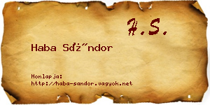 Haba Sándor névjegykártya